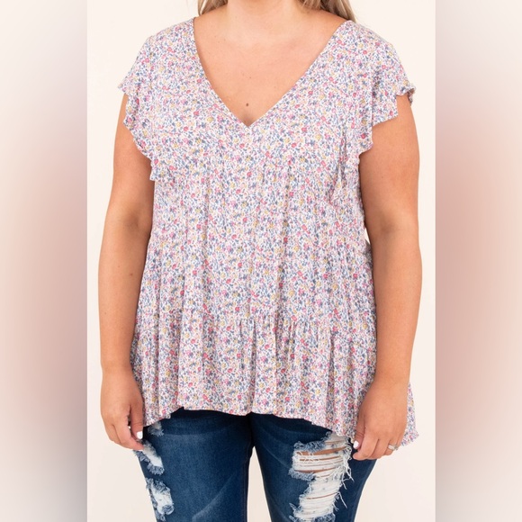 Chic Soul Follow The Road Less Traveled Top, Off White Size 1x - Picture 3 of 7